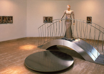 Guardian (1997) - 92(h) x 182(w) x 92(d) - airbrushed and glazed earthenware, steel, aluminum, wood